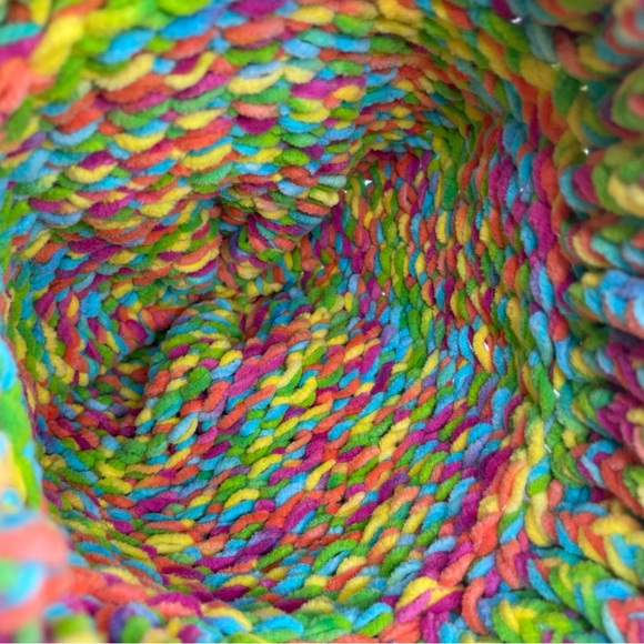 Handmade Crochet Terry Towel Strata Striped Rainbow Beanie Hat Super Soft OSFM - Picture 7 of 10